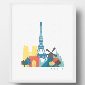 Paris Skyline Printable Download  -  Nursery Wall  -  Paris Transparent Color Skyline