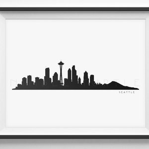Seattle Skyline Silhouette - Printable Skyline - Seattle Washington ...