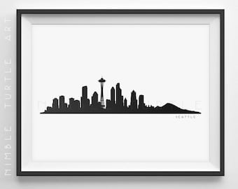 Seattles silhuett - utskrivbar silhuett - Seattle Washington - PDF, png, SVG, eps.