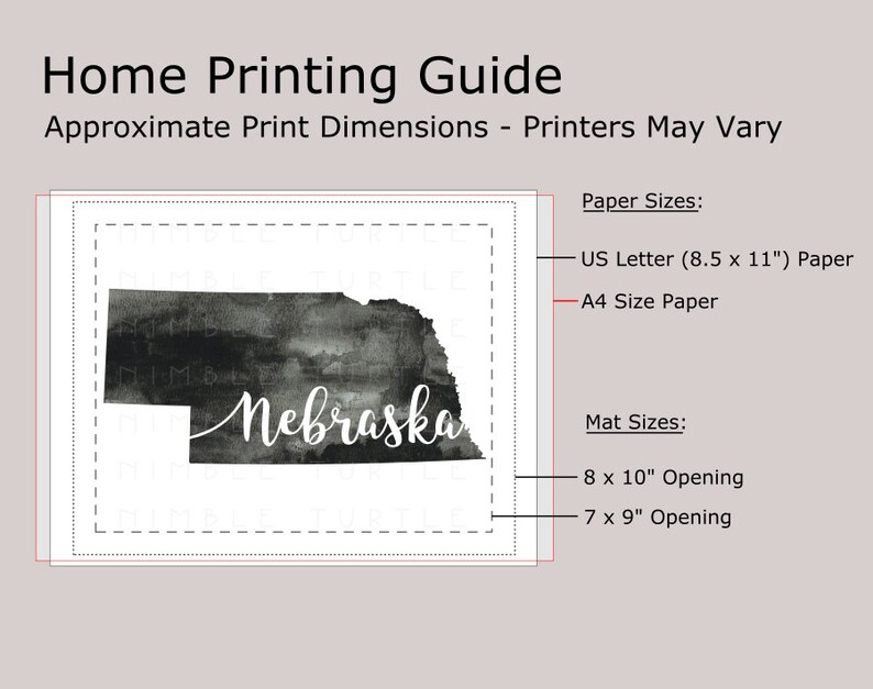 Nebraska State Outline Watercolor Printable Nebraska Wall | Etsy