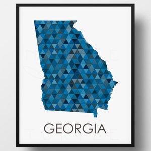 Georgia Printable State Outline with Geometric Triangles Background