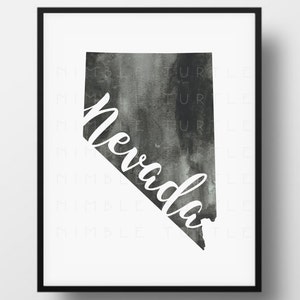Nevada State Outline Watercolor -  Printable Nevada Wall Art  -  Comes with Blank State Outline SVG  -  Gallery Wall Art