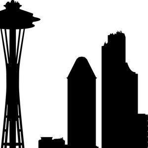 Seattle Skyline Silhouette - Printable Skyline - Seattle Washington ...