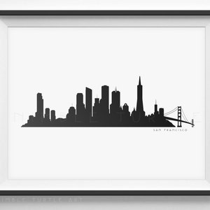 San Francisco Skyline Silhouette  -  Printable Skyline  -  PDF, png, SVG, eps, JPG  -  San Francisco California  -  Last Minute Gift