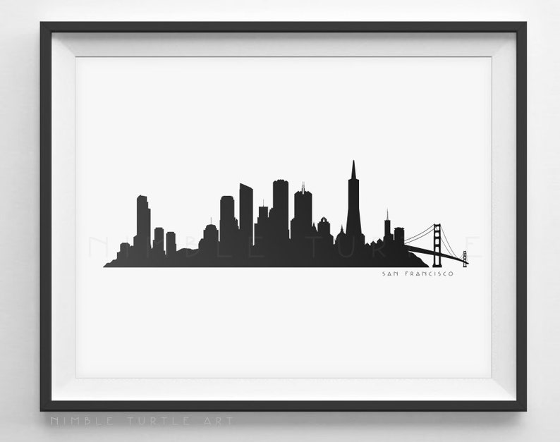 San Francisco Skyline Silhouette Printable Skyline | Etsy