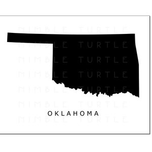 Oklahoma State Outline Watercolor - Printable Oklahoma Wall Art - Comes ...