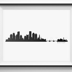 Boston Skyline Silhouette  -  Printable Skyline  -  Boston MA  -  PDF, png, svg, eps, JPG