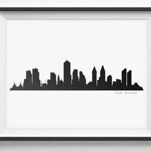 San Diego Skyline Silhouette  -  Printable Skyline  -  PDF, png, SVG, eps, JPG  -  San Diego California  -  Last Minute Gift