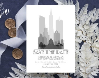 Reserva la fecha en San Francisco - Horizonte de San Francisco - Invitación de San Francisco - Invitación de boda en San Francisco, invitaciones, reserva la fecha