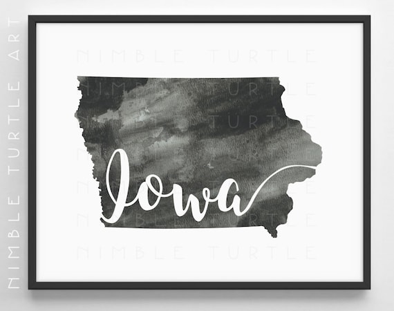 Iowa State Outline Watercolor -  Printable Iowa Wall Art  -  Comes with Blank State Outline SVG  -  Gallery Wall Art