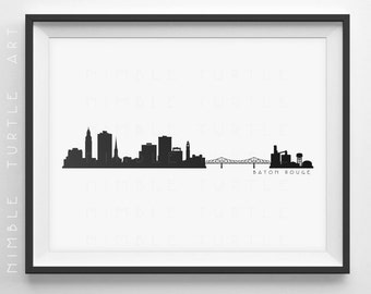 Baton Rouge Skyline Silhouette  -  Printable Skyline  -  Baton Rouge LA  -  PDF, png, svg, eps, JPG
