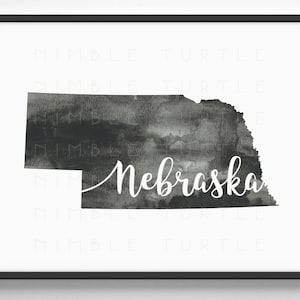 Nebraska State Outline Watercolor -  Printable Nebraska Wall Art  -  Comes with Blank State Outline SVG  -  Gallery Wall Art