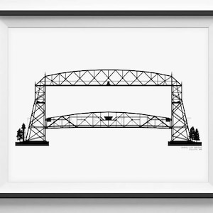Duluth Aerial Lift Bridge Printable Wall Art  -  Architectural Art  -  Technical Art  -  Instant Download