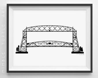 Duluth Aerial Lift Bridge Printable Wall Art  -  Architectural Art  -  Technical Art  -  Instant Download
