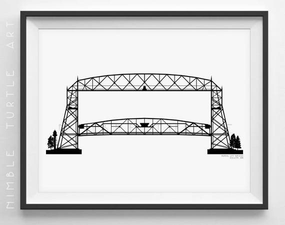 Duluth Areal Lift Bridge Printable Wall Art Architectural Etsy