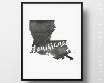 Louisiana State Outline Watercolor -  Printable Louisiana Wall Art  -  Comes with Blank State Outline SVG  -  Gallery Wall Art