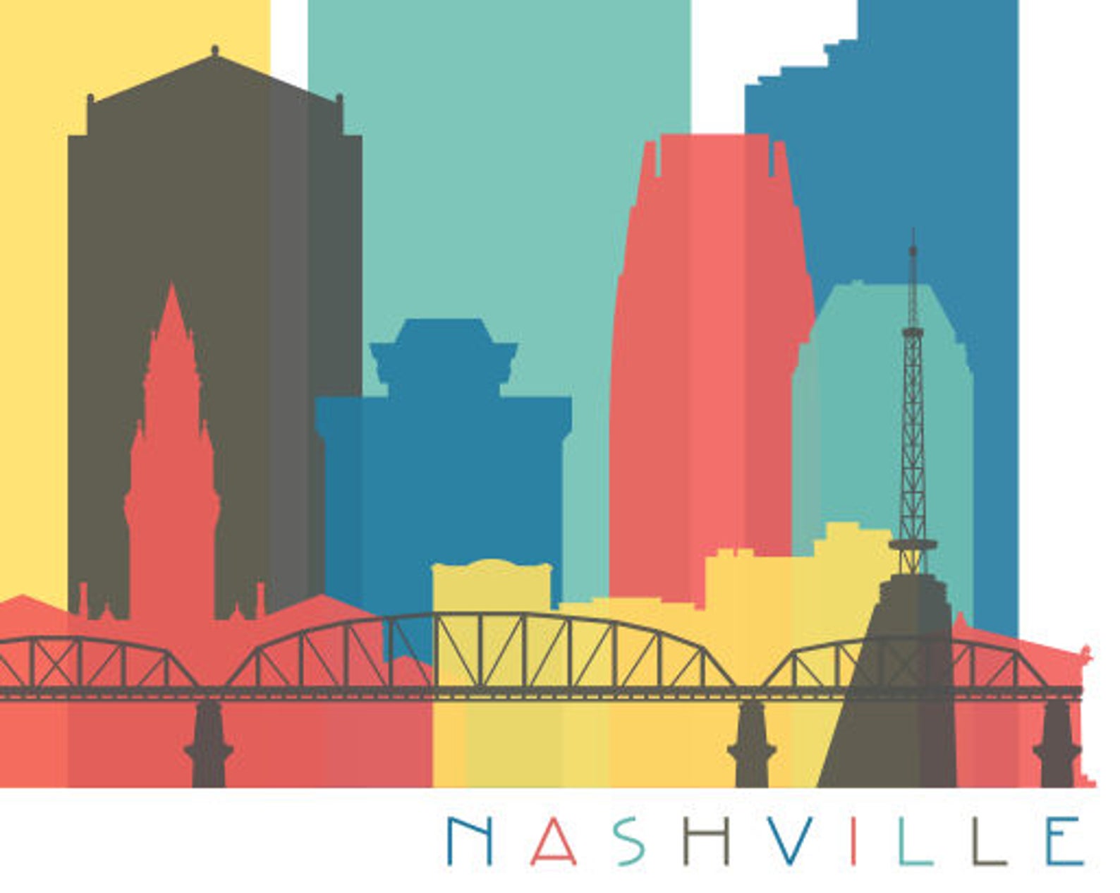 Nashville Skyline Printable Download Nursery Wall Baby | Etsy