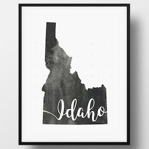 Idaho State Outline Watercolor -  Printable Idaho Wall Art  -  Comes with Blank State Outline SVG  -  Gallery Wall Art