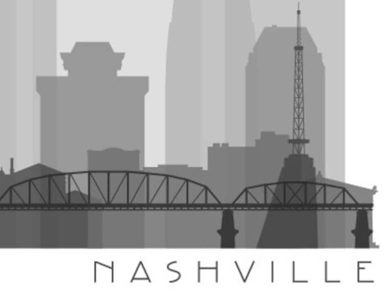 Nashville Skyline Printable Download Black and White - Etsy