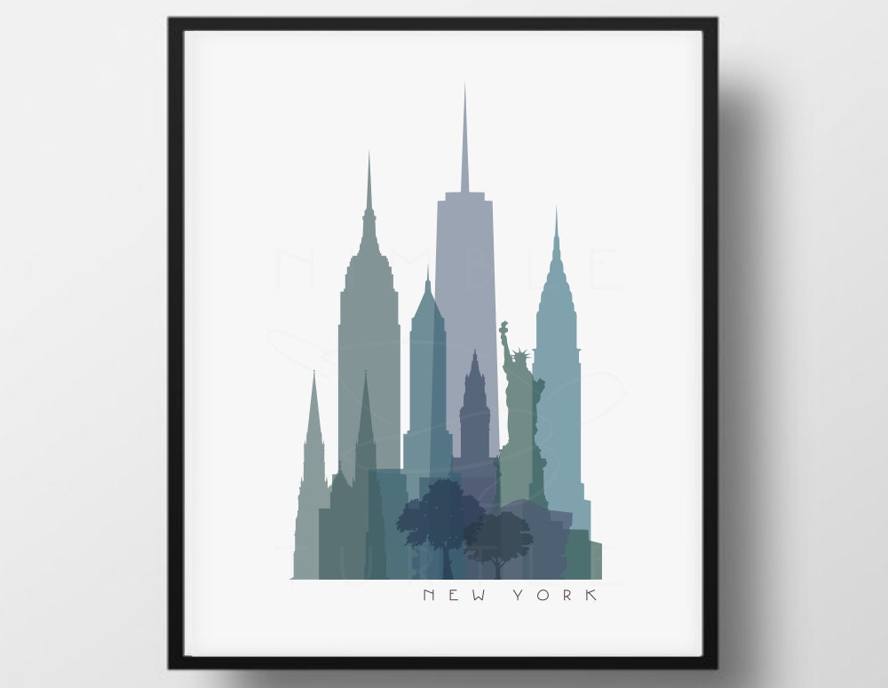 New York Skyline Printable Download New York City Skyline - Etsy