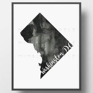 Washington DC Outline Aquarel - Afdrukbare DC Wall Art - Gallery Wall Art