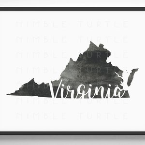 Virginia State Outline Watercolor -  Printable Virginia Wall Art  -  Comes with Blank State Outline SVG  -  Gallery Wall Art