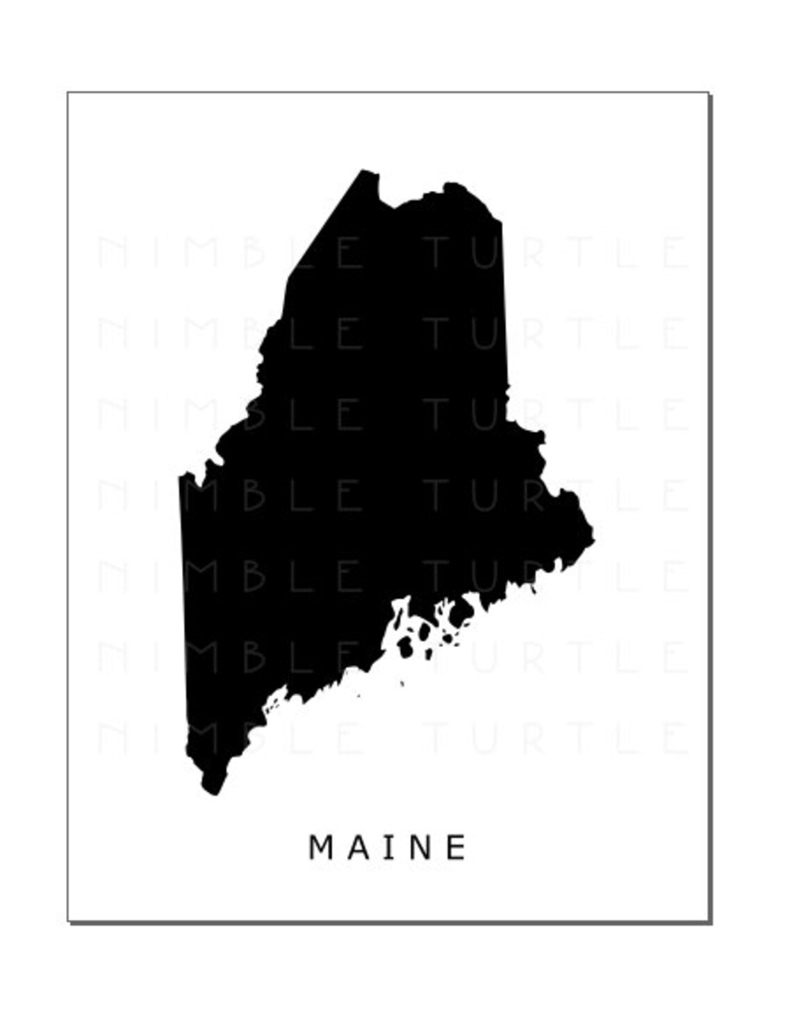 Maine State Outline Watercolor Printable Maine Wall Art | Etsy