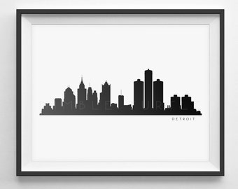 Detroit Skyline Silhouette - druckbare Skyline - Detroit Michigan - PDF, Png, SVG, Eps, JPG.