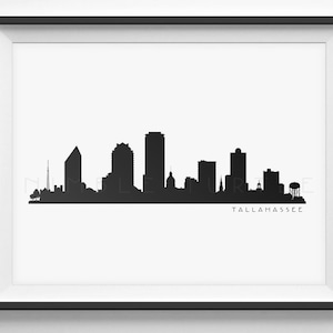 Sylwetka panoramy Tallahassee - Wydrukuj panoramę - Tallahassee, Floryda - PDF, png, svg, eps, JPG - Prezent na ostatnią chwilę