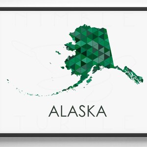 Alaska State Outline with Triangles  -  Printable Digital Download