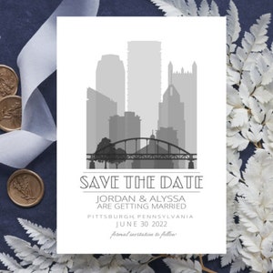 Pittsburgh Save the Date - Pittsburgh skyline - Wedding invitation, invite, announcement, party