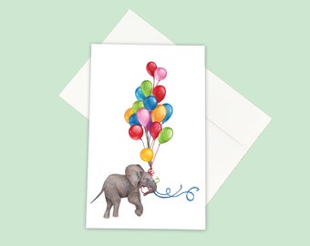 Party Elephant - Birthday Illustrated Greeting Card