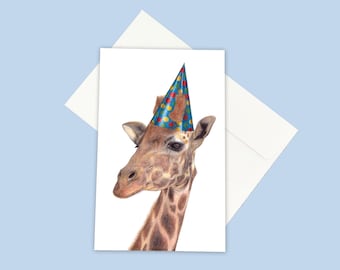 Party Giraffe - Birthday Illustrated Greeting Card