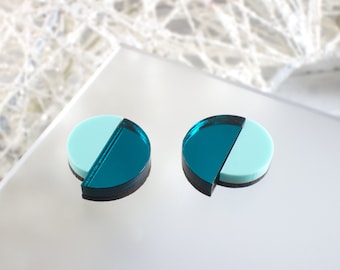 Art Deco Earrings, Geometric Earrings, Circle Earrings, Laser Cut Earrings, Acrylic Earrings, Green Earrings, Stud Earrings