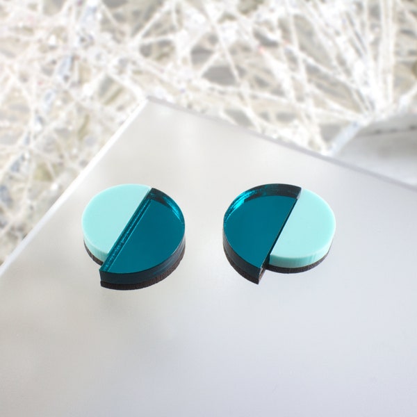 Art Deco Earrings, Geometric Earrings, Circle Earrings, Laser Cut Earrings, Acrylic Earrings, Green Earrings, Stud Earrings