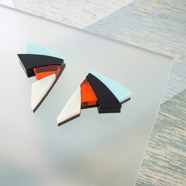 Art Deco Earrings, Geometric Earrings, Laser Cut Earrings, Mint Green, Stud Earrings, Lazer Cut Earrings, Acrylic Earrings