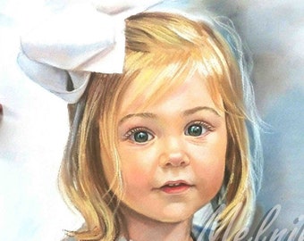 Custom portrait from photo Children Portrait Painting Child portrait in pastels Baby Portrait Family portrait  Wedding portrait