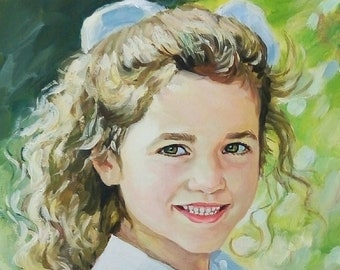 Oil portrait painting Custom portrait from photo Oil portrait children wedding portrait Family portrait