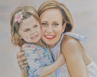 Custom portrait from photo Children portrait  Family portrait Wedding portrait pastel portrait Watercolor portrait Pair portrait