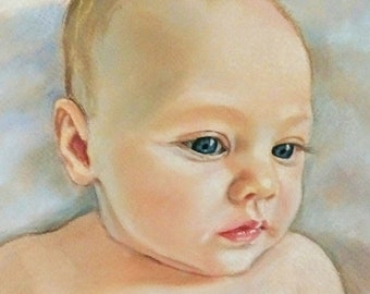 Retrato infantil al pastel. Retrato personalizado a partir de una foto: niño, familia, boda, mascota. Retrato de perro. Regalo del Día de la Madre. Retrato hecho a mano.