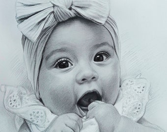 Custom Hand-Drawn Graphite Portrait – Personalized Pencil Drawing