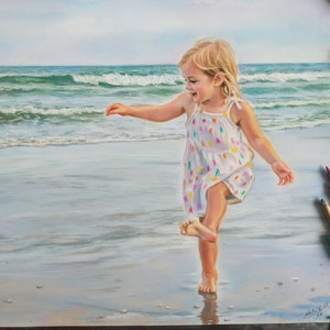 Sea Child at sea Child portrait  Custom Portrait from photo Pastel portrait Wedding portrait  Family portrait Baby portrait