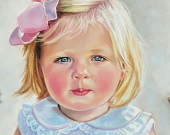 Custom Pastel Portrait from Photo: Framed Family or Child Art