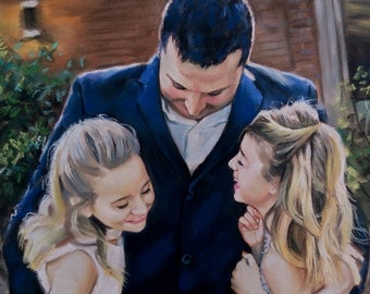 Christmas present couple Custom portrait from photo Family portrait Children Custom Painting watercolor Painting Wedding Portrait Original