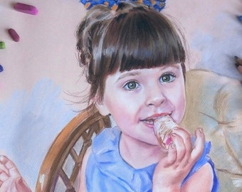 Retrato al pastel personalizado a partir de una foto, pintura de retrato familiar