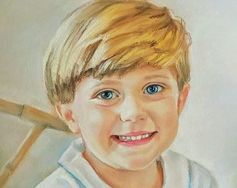 Retrato infantil personalizado, pintura al pastel de mascotas, foto a arte por encargo