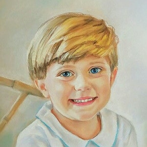 Custom portrait from photo, Portrait on canvas in oil, Oil painting painting from photo Child Portrait Pastel, Commission Pastel portrait