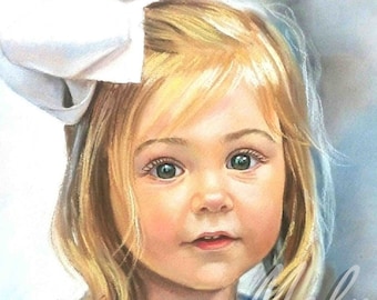 Childs Portrait Custom portrait from photo Painting in pastels Baby Portrait Family portrait Wedding portrait