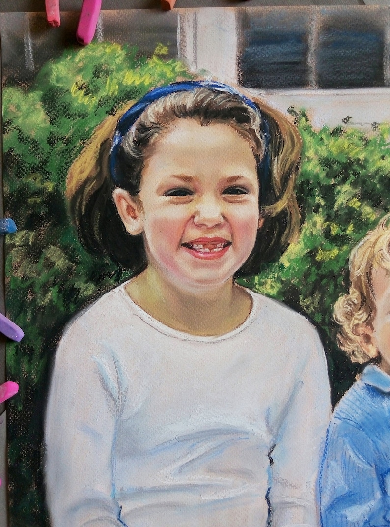 Portrait painting from photo Custom portrait from photo Family portrait Mother's day gift children portrait wedding portrait baby portra image 5