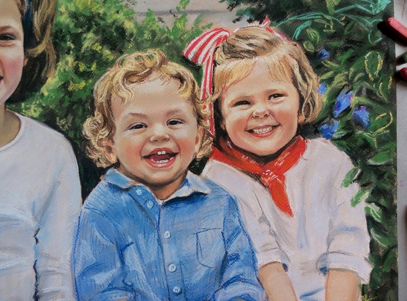 Portrait painting from photo Custom portrait from photo Family portrait Mother's day gift children portrait wedding portrait baby portra image 6